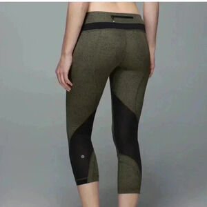 Lululemon Run Inspire II Crop Green Dot Leggings 2